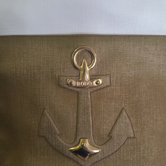 Rodo - Vintage Nautical Gold and White Bag with Rope Handles - Picture 2 of 13
